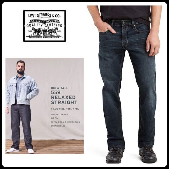 New. 46 x 32 Levi’s 559 Big & Tall relaxed straight stretch jeans.  Normally $89 - Picture 9 of 14